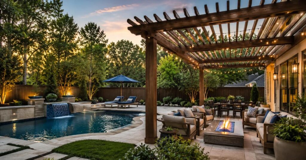 pergola by pool representing best shade solutions for Florida homes